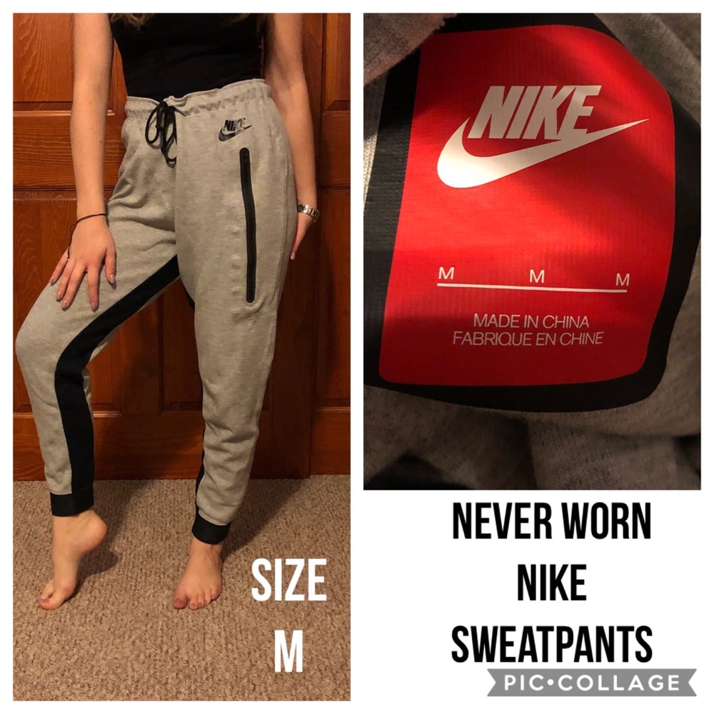 Grey Nike Sweatpants. Never worn. Size M.Tie waist